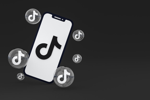 Tiktok-Symbol auf dem Bildschirm des Mobiltelefons 3D-Rendering