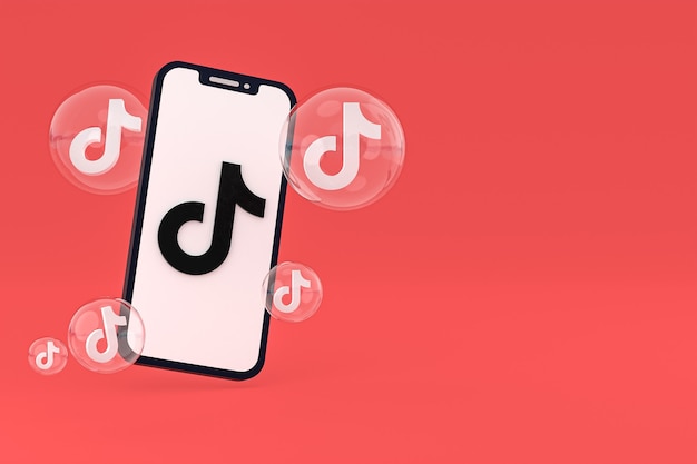 Tiktok-Symbol auf dem Bildschirm Smartphone oder Handy 3D-Rendering