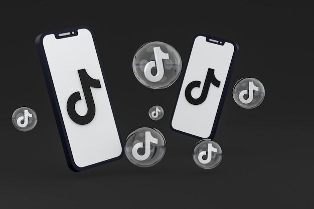 Tiktok-Symbol auf dem Bildschirm Smartphone oder Handy 3D-Rendering