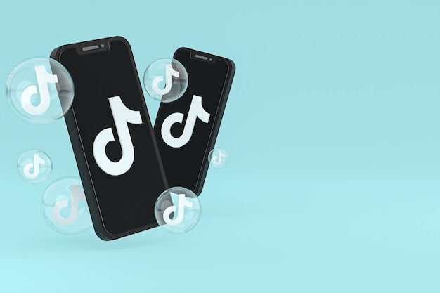 Tiktok-Symbol auf dem Bildschirm Smartphone oder Handy 3D-Rendering