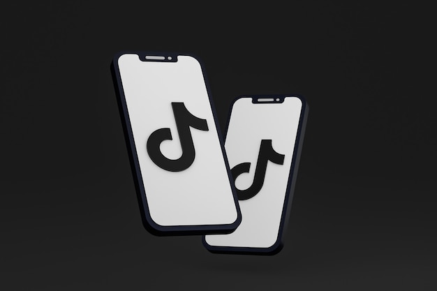 Tiktok-Symbol auf dem Bildschirm Smartphone oder Handy 3D-Rendering