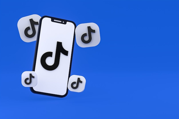 Tiktok-Symbol auf dem Bildschirm Smartphone oder Handy 3D-Rendering