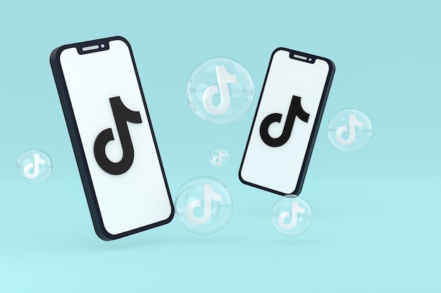 Tiktok-Symbol auf dem Bildschirm von Mobiltelefonen 3D-Rendering