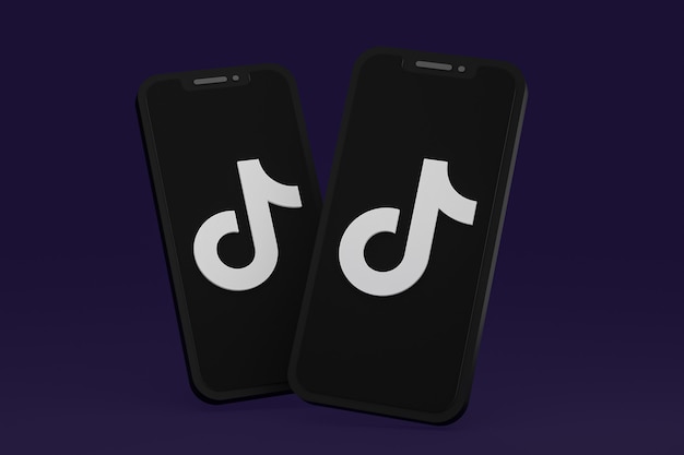 Tiktok-Symbol auf dem Bildschirm von Mobiltelefonen 3D-Rendering