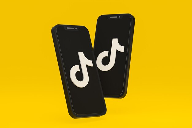 Tiktok-Symbol auf dem Bildschirm von Mobiltelefonen 3D-Rendering