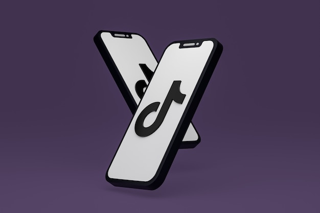 Tiktok-Symbol auf dem Bildschirm von Mobiltelefonen 3D-Rendering