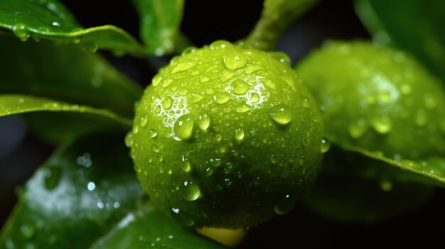 Un tilo con gotas de agua sobre él