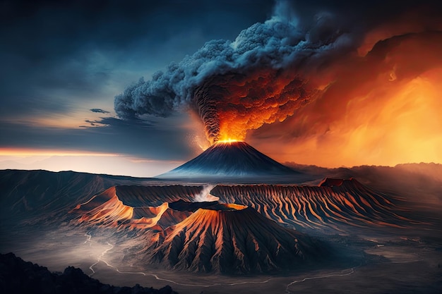 Tilt Shift Berg Bromo Vulkanlandschaft atemberaubendes Bild schöne generative KI AIG15