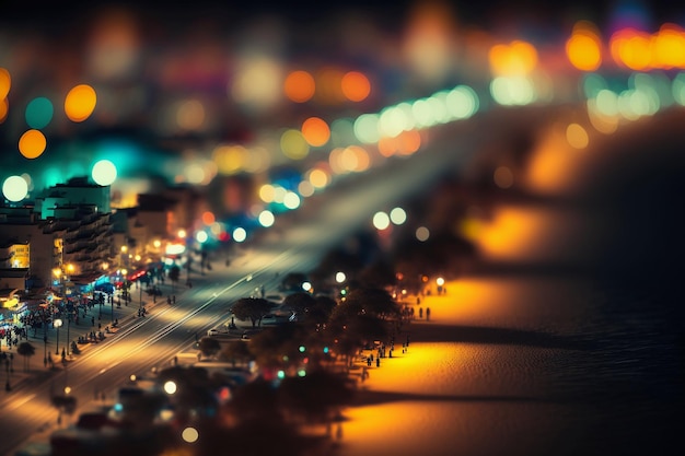 Tilt shift color grades pallet night exposición larga.