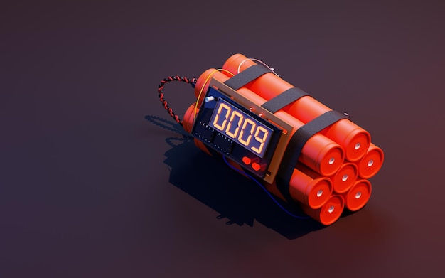 Timebomb feito de dinamite 3d render