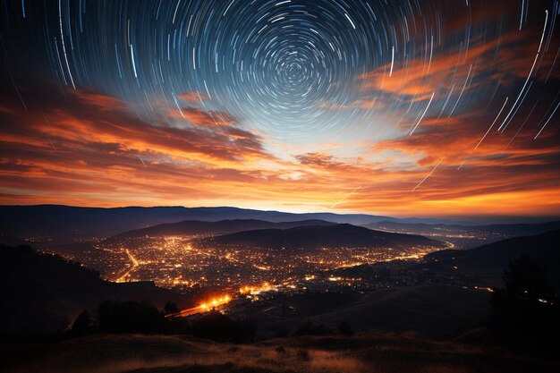 Foto timelapse de trilhas de estrelas no céu noturno