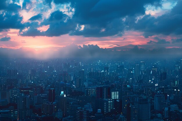 Timelapse de uma paisagem urbana em transição de dia para dia