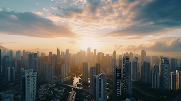 Timelapse del horizonte de la ciudad de vista aérea