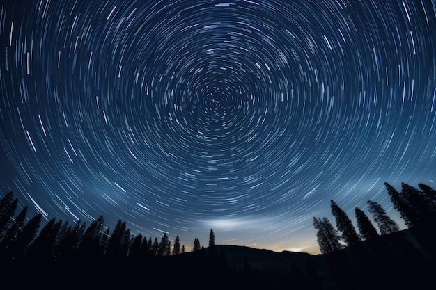 TimeLapse Star Trails en el cielo nocturno IA generativa