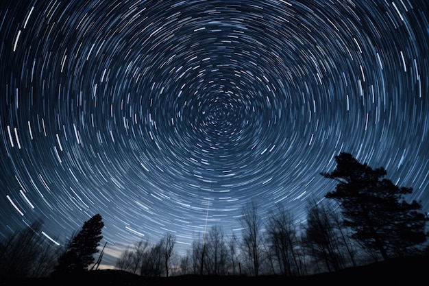TimeLapse Star Trails en el cielo nocturno IA generativa