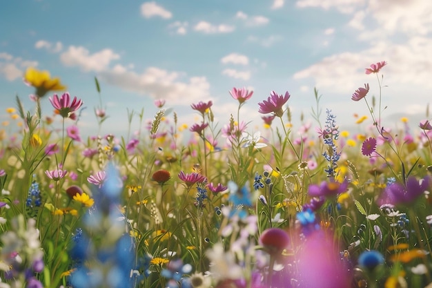 Timelapse von blühenden Blumen auf einer lebendigen Wiese