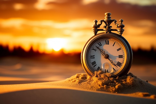 Foto times ephemeral sands o relógio está em meio à areia escorregadia