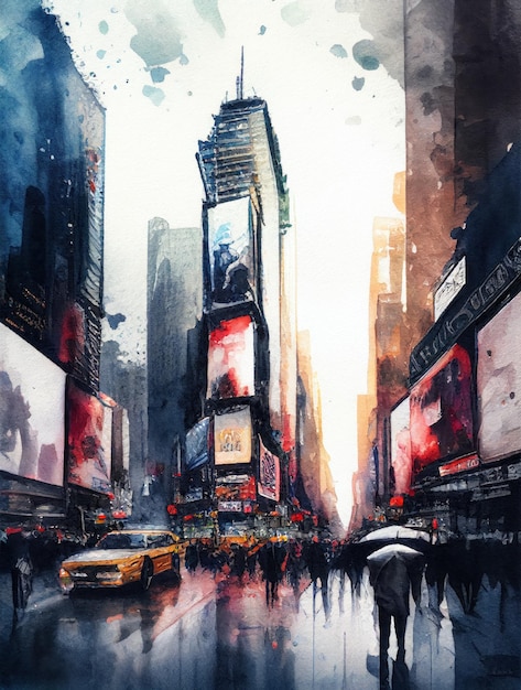 Times Square en estilo acuarela por Generative AI