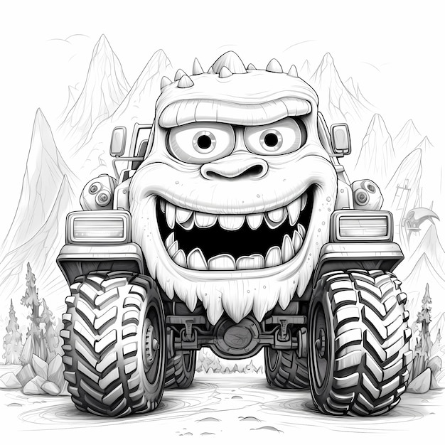 Foto timid titans cute monster truck páginas para colorir com poucos detalhes