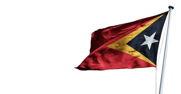 timor_leste schwenkt 3d-render-flagge auf weißem hintergrund. - Bild