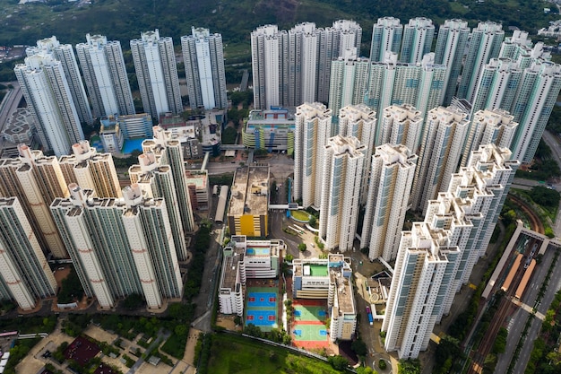 Tin Shui Wai, Hong Kong 25 de agosto de 2018:- edificio de apartamentos en Hong Kong