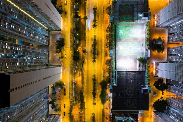 Tin Shui Wai, Hong Kong 27 de octubre de 2018: - ciudad de Hong Kong por la noche