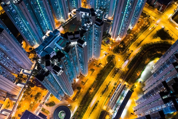 Tin Shui Wai, Hong Kong - cidade residencial de Hong Kong à noite