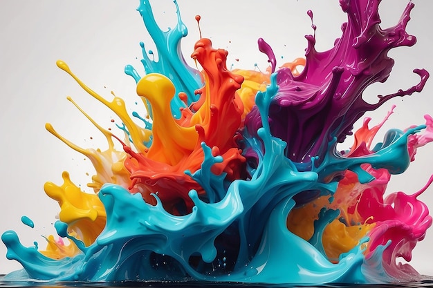 Tinta en agua salpicaduras de pintura acrílica mezclando tinte líquido multicolor escultura abstracta color de fondo