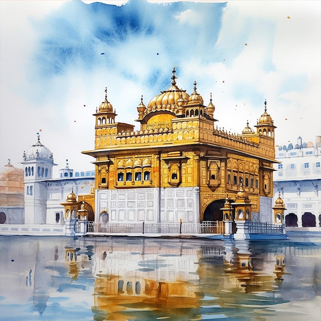 Tinta aquarela Golden Temple India