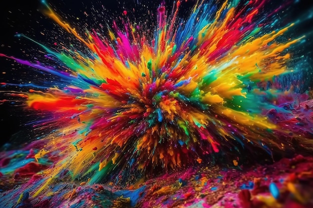 Tinta colorida cai na água Tinta girando debaixo d'água Nuvem de colisão de tinta sedosa em fundo preto Animação de explosão de fumaça abstrata colorida