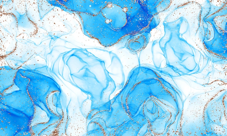 Tinta de álcool abstrato arte fluida tons de cores com brilhos dourados