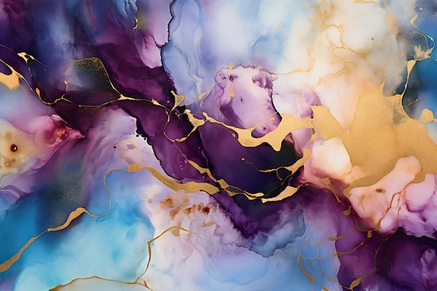 Tinta de álcool usando cores vibrantes iridescentes decoração de papel de parede de fundo aquarela transparente