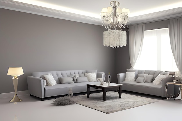 Tinta de parede para sala de estar criativa primer cor cinza com sofá