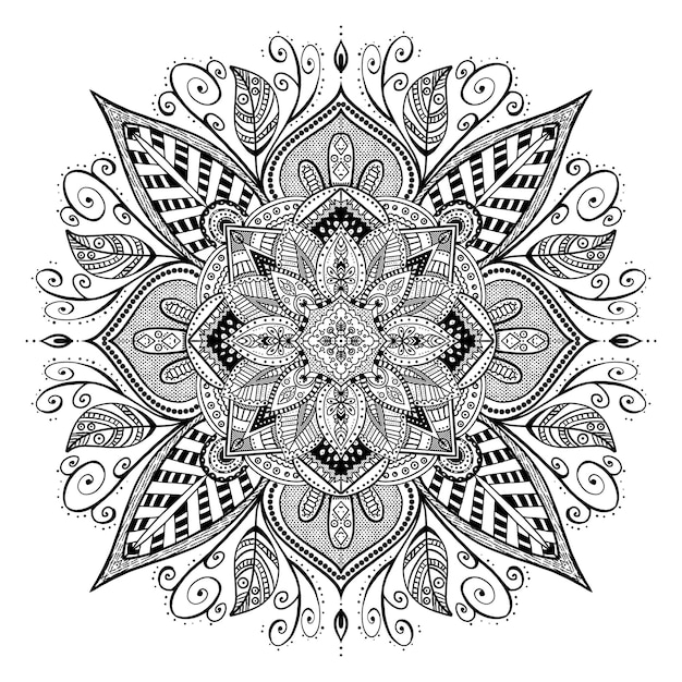 Tinta dibujada a mano mandala vintage libro para colorear antiestrés