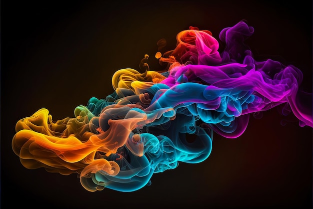 tinta multicolorida em fundo de água 3d. IA generativa