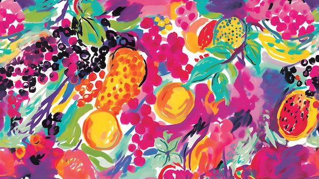 Tinta padrão de frutas multicoloridas