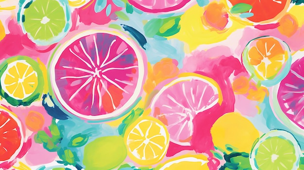 Tinta de patrón de frutas multicolores.
