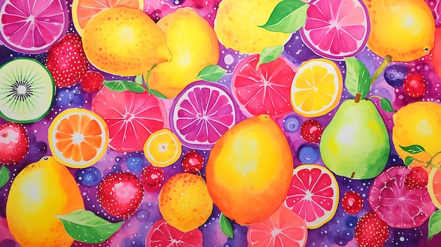 Tinta de patrón de frutas multicolores.
