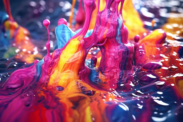 Tinta Pintura Colorida Abstracta Explotar Difusión Movimiento Explosión Psicodélica
