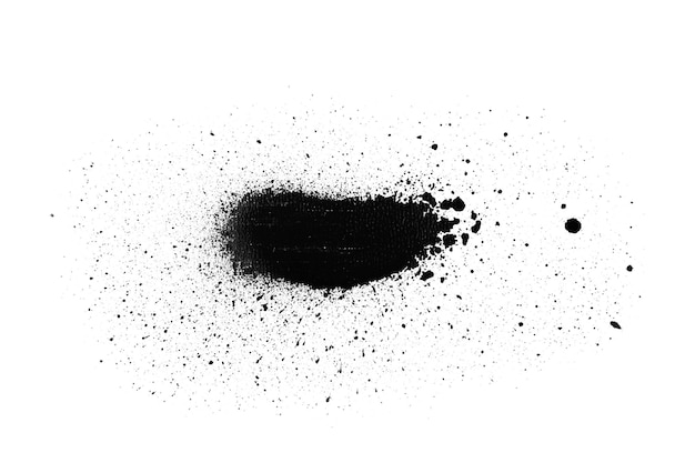 Tinta spray de cor preta em um papel de fundo branco