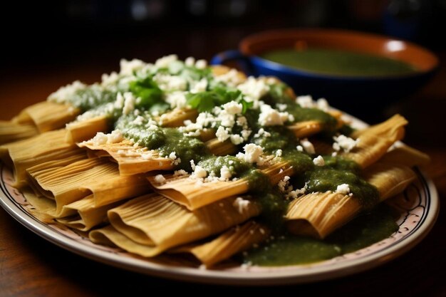 Tinta Tamales de Frango com Salsa Verde Queso