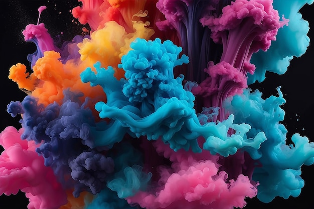 Tinta vertical en agua fondo abstracto movimiento de color papel tapiz nube de tinta de colores