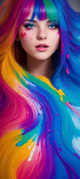Foto tinte de pelo de niña colorido