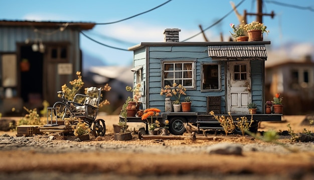 Foto tiny house auf der rückseite eines el-camino-fotoshootings