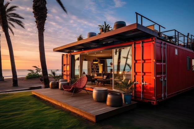 Tiny Living Big Impact Container House em uma praia Design ecológico inovador e estético