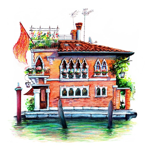 Típica casa veneziana Veneza Itália