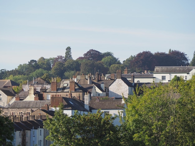 Típica paisagem de telhado de cidade britânica