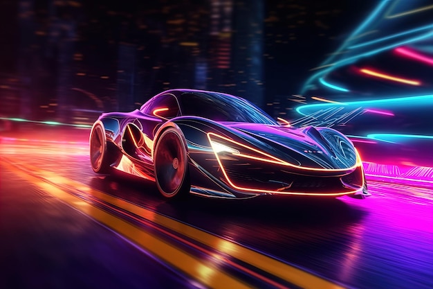 Conceito De Super Carro Desportivo Futurista No Fundo Da Corrida Noturna De  Rua Urbana Sobre Caros Carros De Luxo Exclusivos Ai Ilustração Stock -  Ilustração de velocidade, motor: 288769408