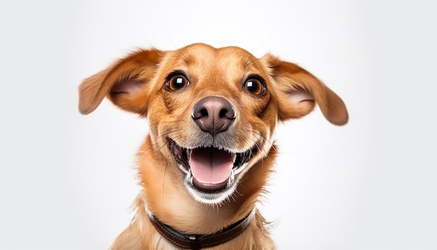 Foto un tipo perro cara feliz vista frontal disparo