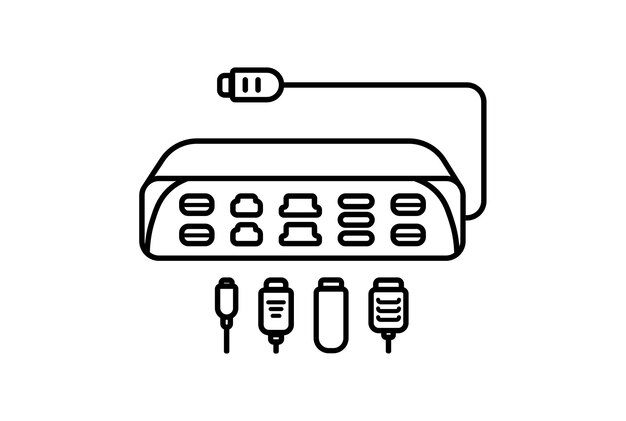 Tipo de USB icono plano tecnología minimalista símbolo pc hardware signo ilustraciones